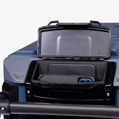 Storage View | Trailmate Journey 70 Qt Cooler::::Locking dry storage compartment